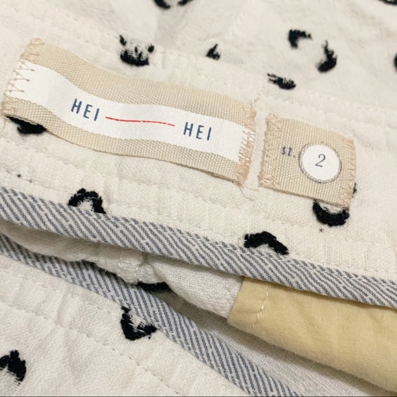 Anthropologie Hei Hei Clip Dot Printed Shorts Black White Festive - Picture 5 of 8